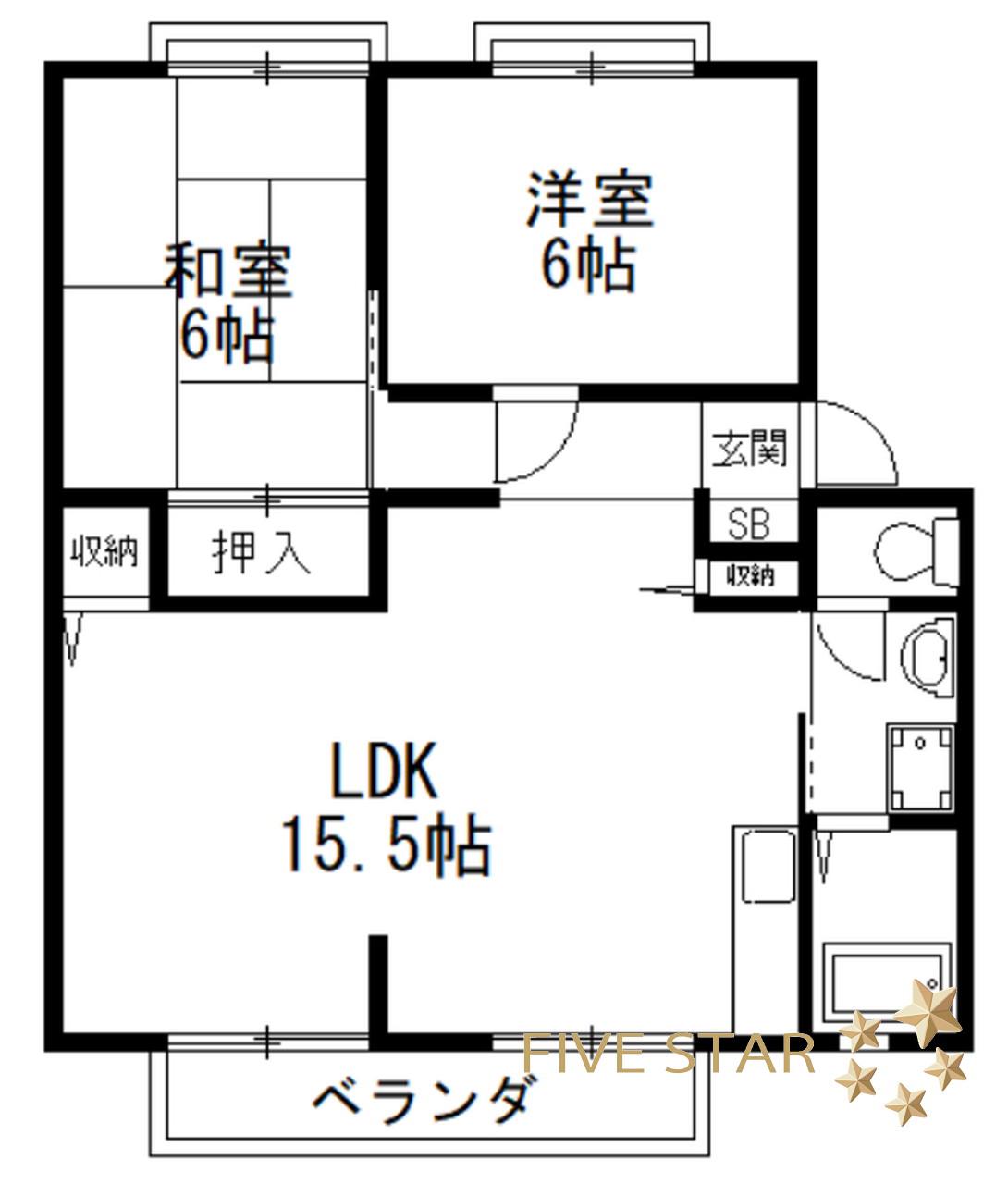 ハイツスター(2LDK/2階)の間取り写真