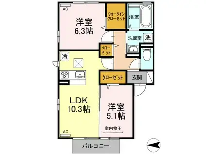 D-ROOM モンテ(2LDK/1階)の間取り写真