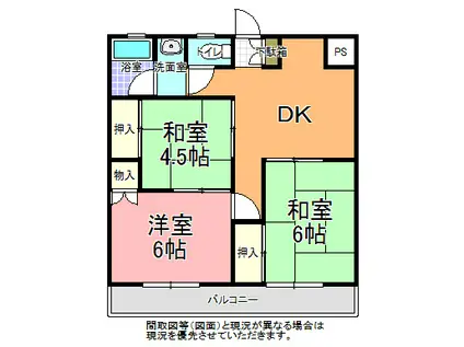 赤塚第1ビル(3DK/4階)の間取り写真