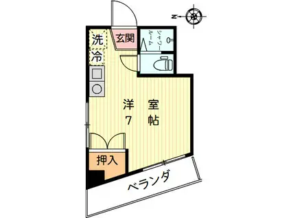 レーベンス長澤(ワンルーム/2階)の間取り写真
