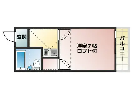CASA DE 片山町(1K/1階)の間取り写真