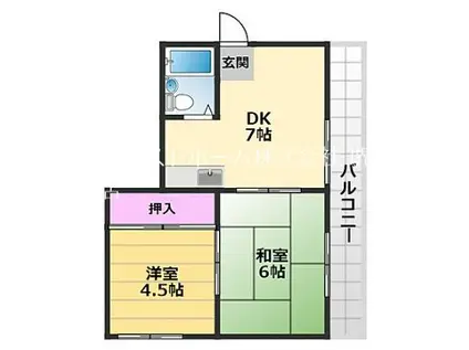ルネ岩崎(2DK/3階)の間取り写真
