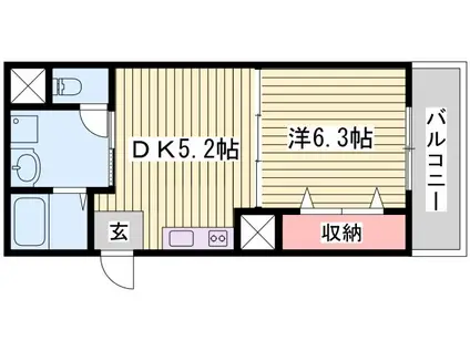 三共ヒルズ(1DK/7階)の間取り写真