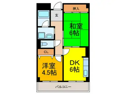 ミトハウス(2DK/4階)の間取り写真
