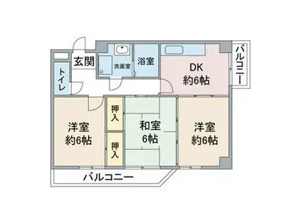 第2ブルーサンテ横地(3DK/2階)の間取り写真