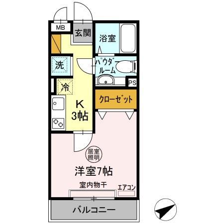 プラージュ横渚(1K/2階)の間取り写真