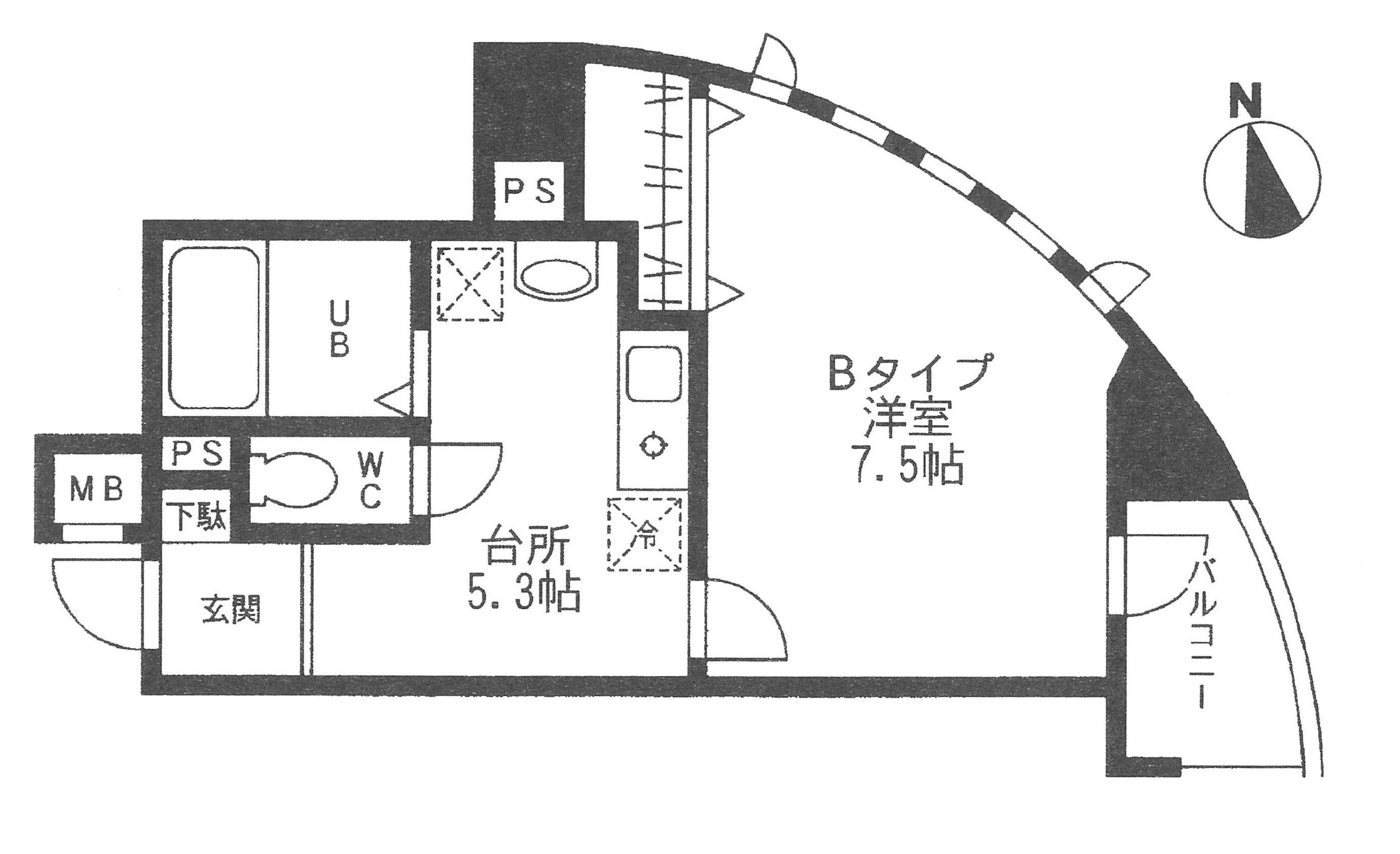 クレストヒルズ(1K/10階)の間取り写真