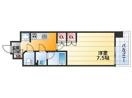 コンフォリア・リヴ新大阪キュウ(1K/14階)の間取り写真