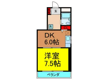 小坂マンション(1DK/2階)の間取り写真