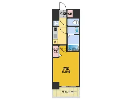 ディアレイシャス名古屋太閤通II(1K/3階)の間取り写真