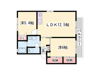 レガートIIA・B(2LDK/1階)の間取り写真