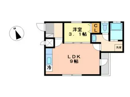 ミアカーサ大須(1LDK/2階)の間取り写真