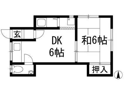山口ハイツ(1DK/1階)の間取り写真
