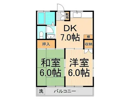ハイツ西亀有(2DK/1階)の間取り写真
