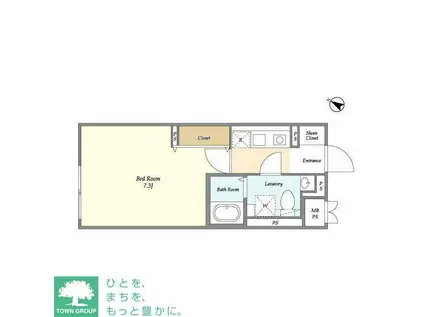 NOZOMIO PREMIER三軒茶屋(1K/3階)の間取り写真