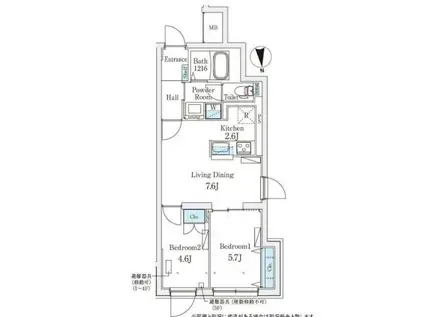 GRANPASEO成城学園前(2LDK/5階)の間取り写真