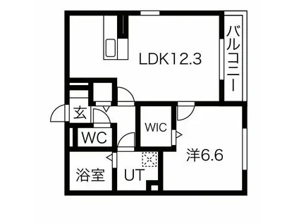 フェーブ島上(1LDK/1階)の間取り写真