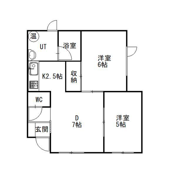 ボヌール幸(2DK/2階)の間取り写真
