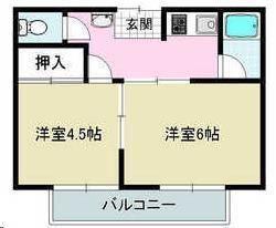 辻子マンション(2K/1階)の間取り写真