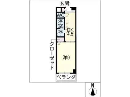 アヴニール新山(1DK/2階)の間取り写真