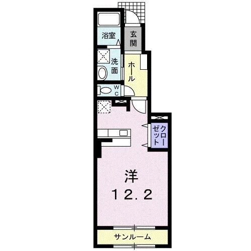 エアリーグレイス(ワンルーム/1階)の間取り写真