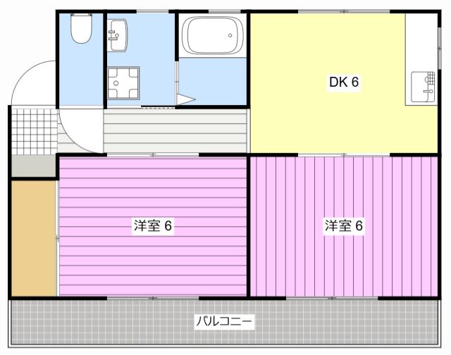 タートルハイム(2DK/2階)の間取り写真