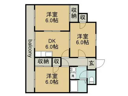 コーポエデン(3DK/1階)の間取り写真