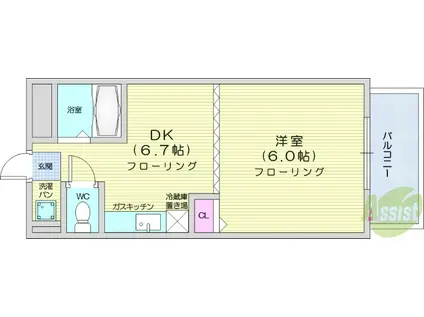 小松島アベニュー(1DK/2階)の間取り写真