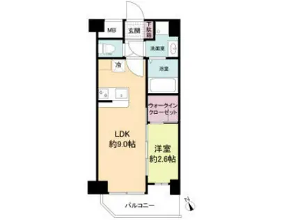 セレニテ兵庫エクラ(1LDK/9階)の間取り写真