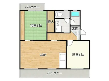 コア西伊場(2LDK/3階)の間取り写真