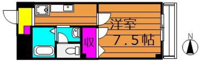 ビューハイツ吉備路(1K/1階)の間取り写真