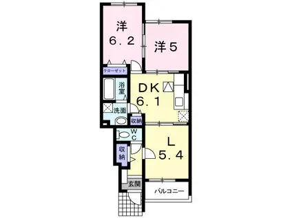 シャロットII番館(2LDK/1階)の間取り写真