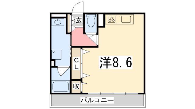 シャトー三和南車崎(ワンルーム/4階)の間取り写真