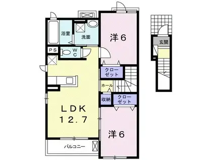 サンリット平原 I(2LDK/2階)の間取り写真