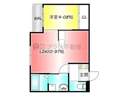 BRAVE BASE 神正町 B棟(1LDK/2階)の間取り写真