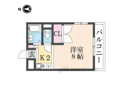 リヴィエール2号館(1K/2階)の間取り写真