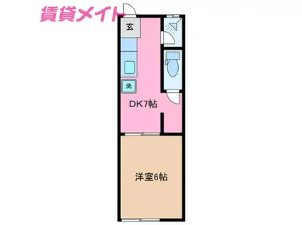 昭和レトロアパート2(1DK/2階)の間取り写真