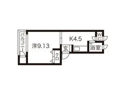 パンセスA(1K/2階)の間取り写真