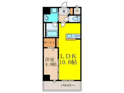 トリニティ茨木(1LDK/2階)の間取り写真