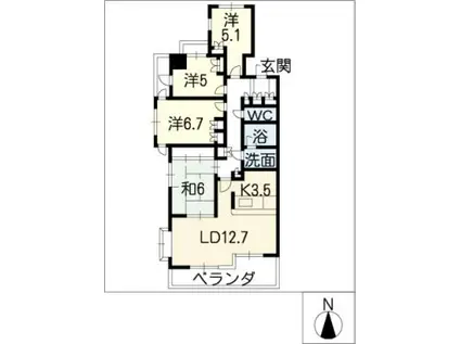 パークホームズ天白中平401号(4LDK/4階)の間取り写真
