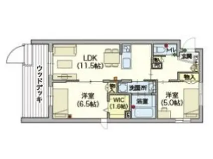 LOISIR壽光(2LDK/1階)の間取り写真