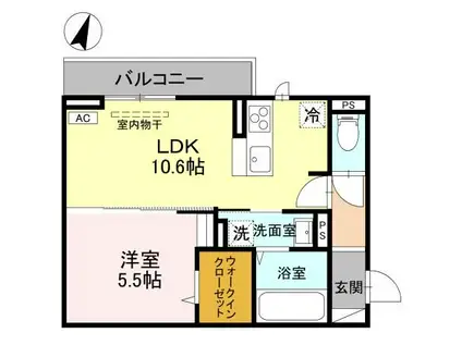 CLASSEUM幸西III(1LDK/2階)の間取り写真