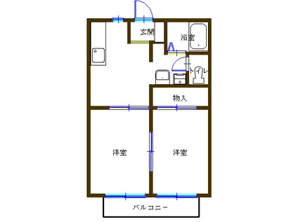 フレグランス本宮B(2K/1階)の間取り写真