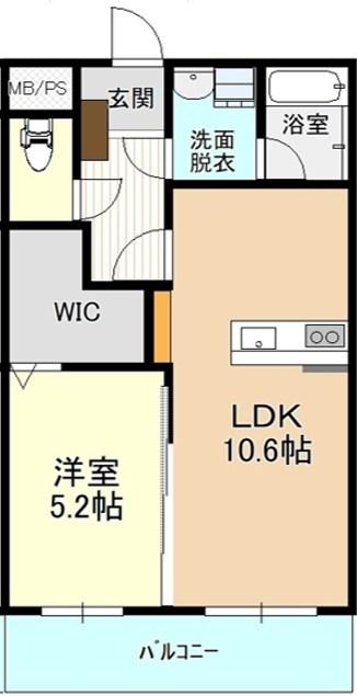 思川レジデンス(1LDK/2階)の間取り写真
