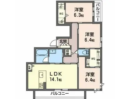 ラソルティ(3LDK/2階)の間取り写真