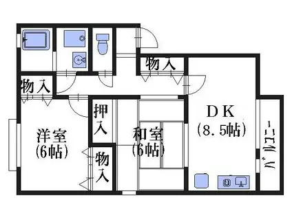 ヴェルドミール21(2DK/2階)の間取り写真