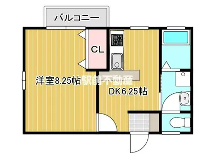 グレースコートII(1DK/2階)の間取り写真