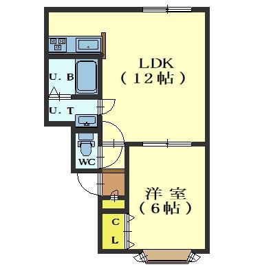 パークサイドA(1LDK/1階)の間取り写真