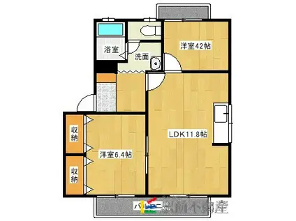 クレール福井B(2LDK/2階)の間取り写真