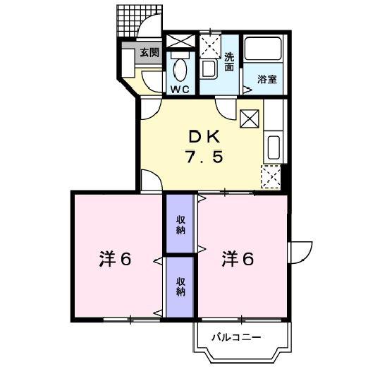 ソレアードカーサ(2DK/1階)の間取り写真